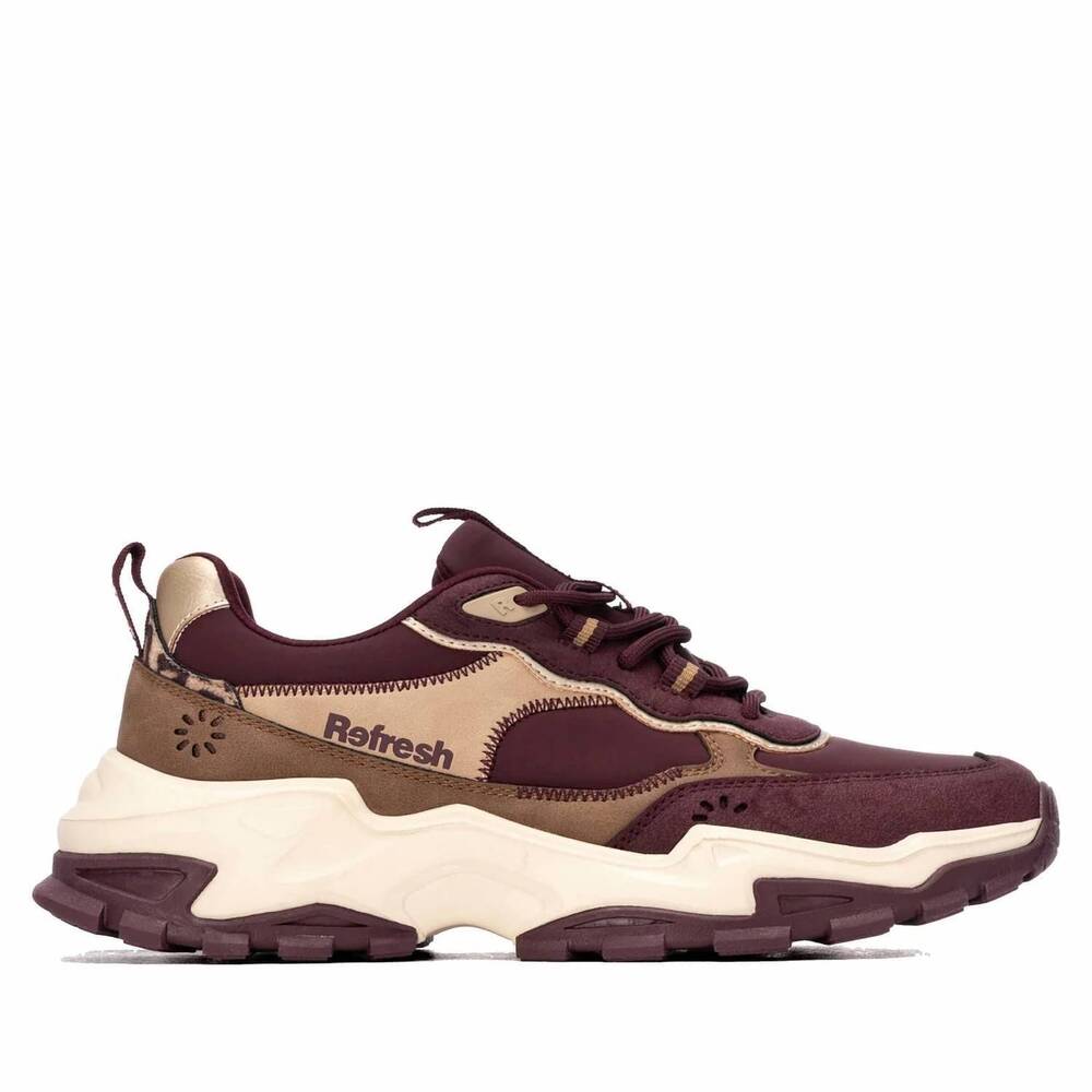 NEW REFRESH women's chunky sneakers in burgundy